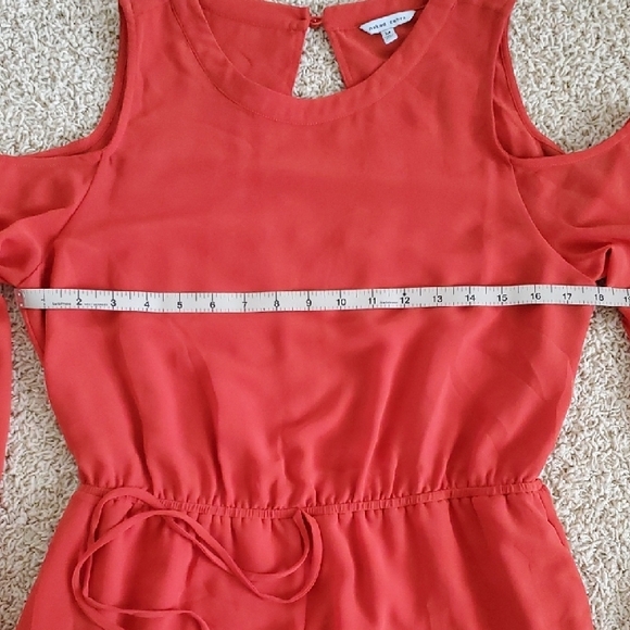 🍊 Naked Zebra Cold Shoulder Romper Red / Orange Open Back - Picture 4 of 6